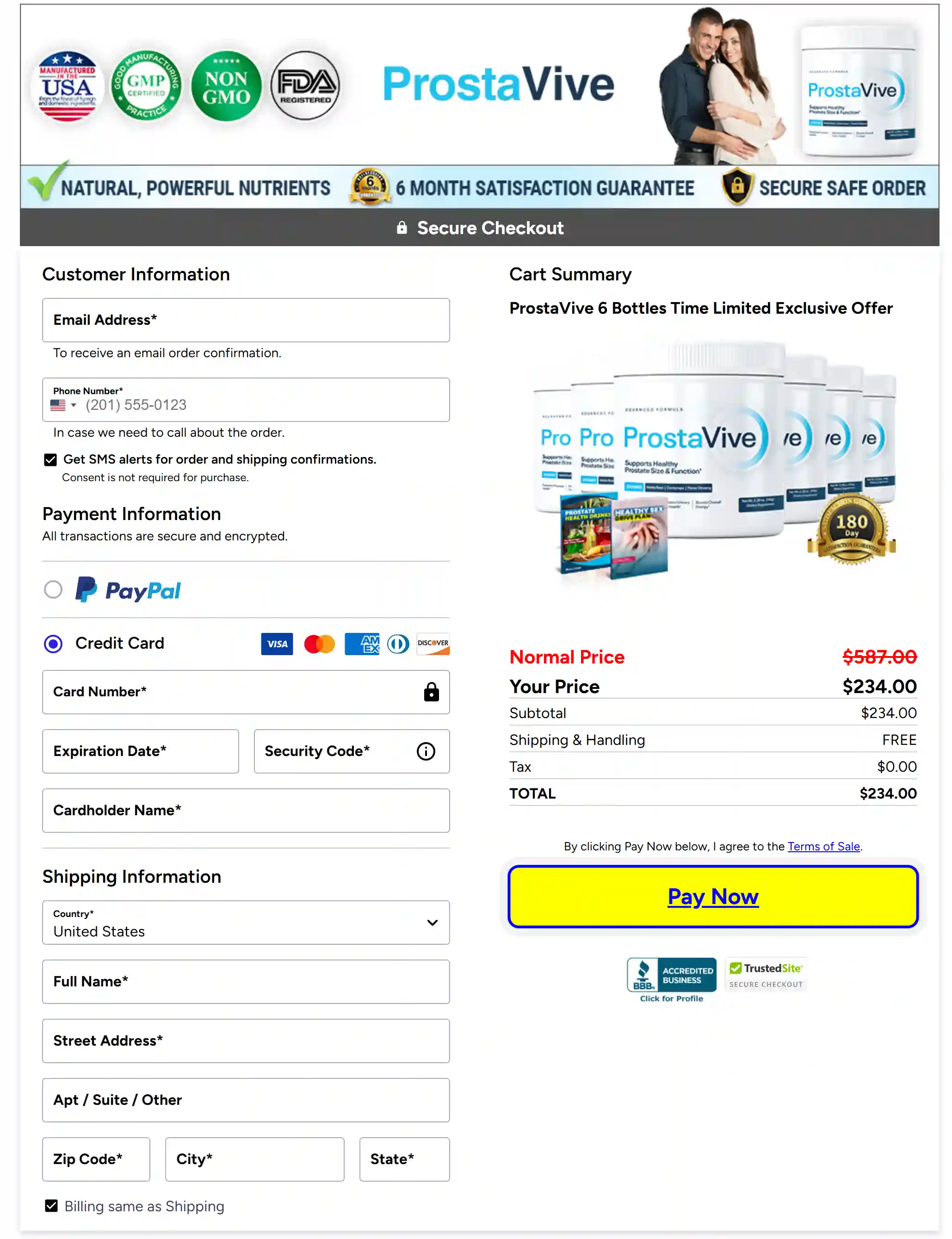 ProstaVive Checkout Page